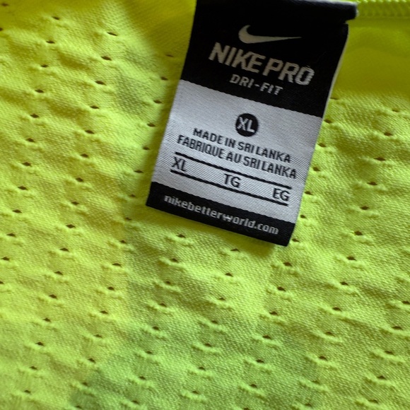 Nike Pro Dri-Fit Running Neon Long Yellow Stretch Athletic Top w Vents L Women - Picture 4 of 10
